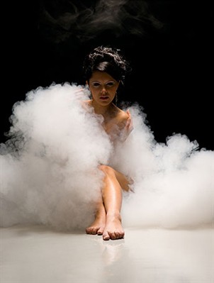 Benefits of dry steam Woman with steam